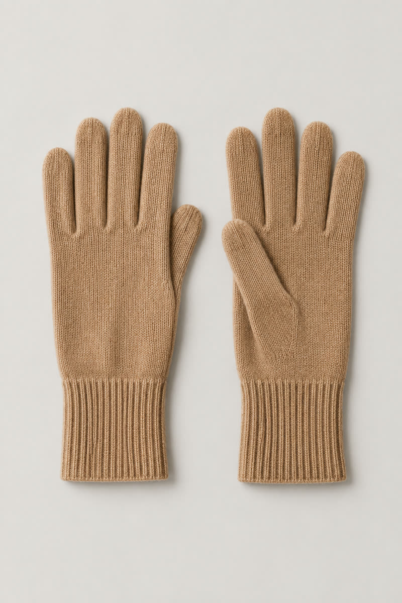 Cashmere-Blend Ribbed Knit Gloves - 1