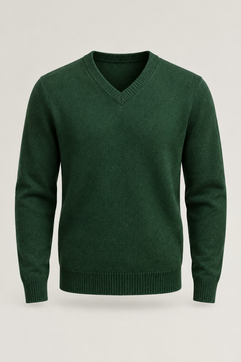 Men's Lambswool V-Neck Sweater - 1