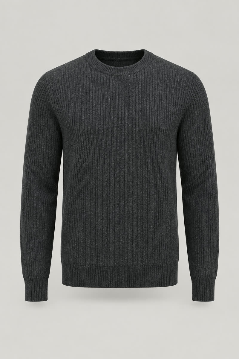 Men's Ribbed Knit Crewneck Sweater - 1